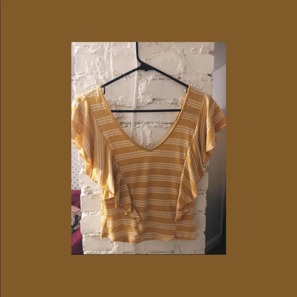 Mustard yellow striped top